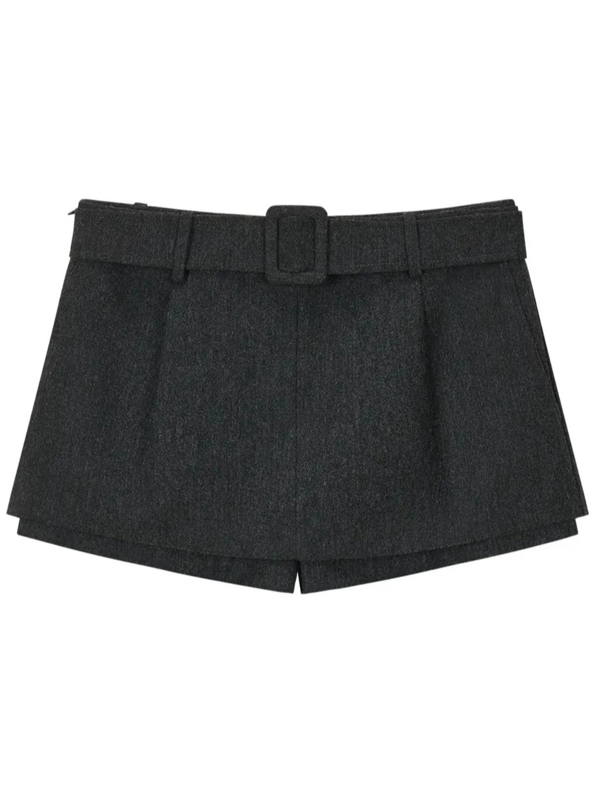 Wool Belted A-Line Skort