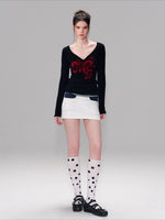 Contrast Jacquard Knit Sweater
