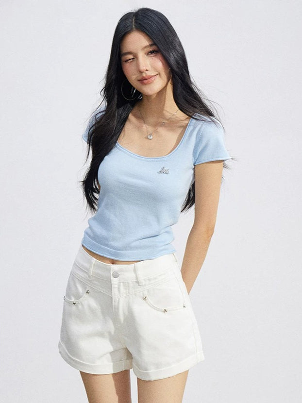 Star Stud Denim Shorts
