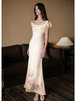 Floral Print Satin Mermaid Dress