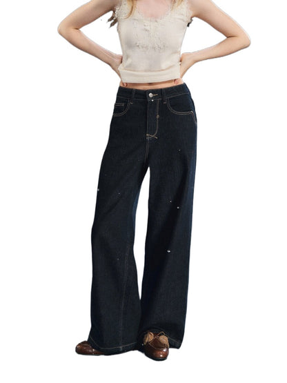 Fleece Lined Straight Denim Pants