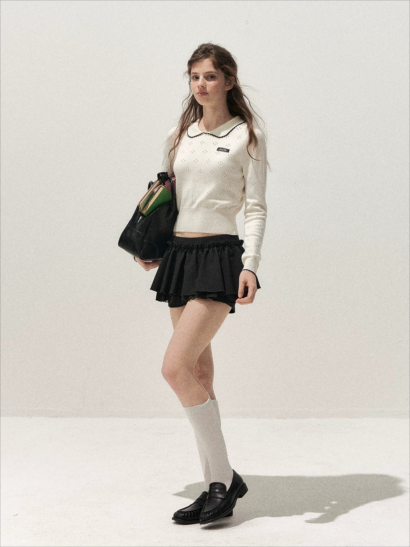 Floral Openwork Peter Pan Sweater