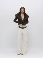 Faux Fur Collar Cropped Down Jacket