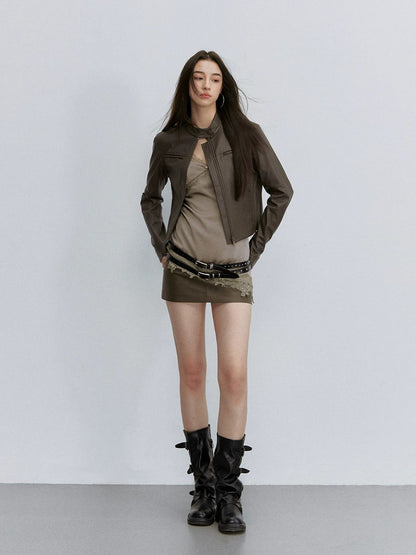 Leather A Line Skirt