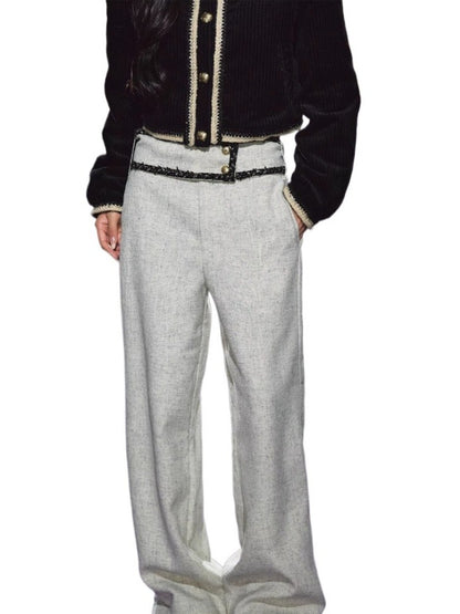 Wide-Waist Tailored Trousers