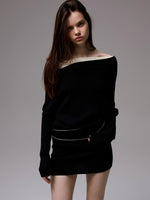 Black & Gray Asymmetric Layered Knit Dress