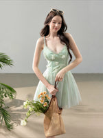 Floral Lace Tulle Slip Dress