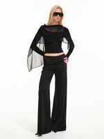 Draped Collar Knit Top