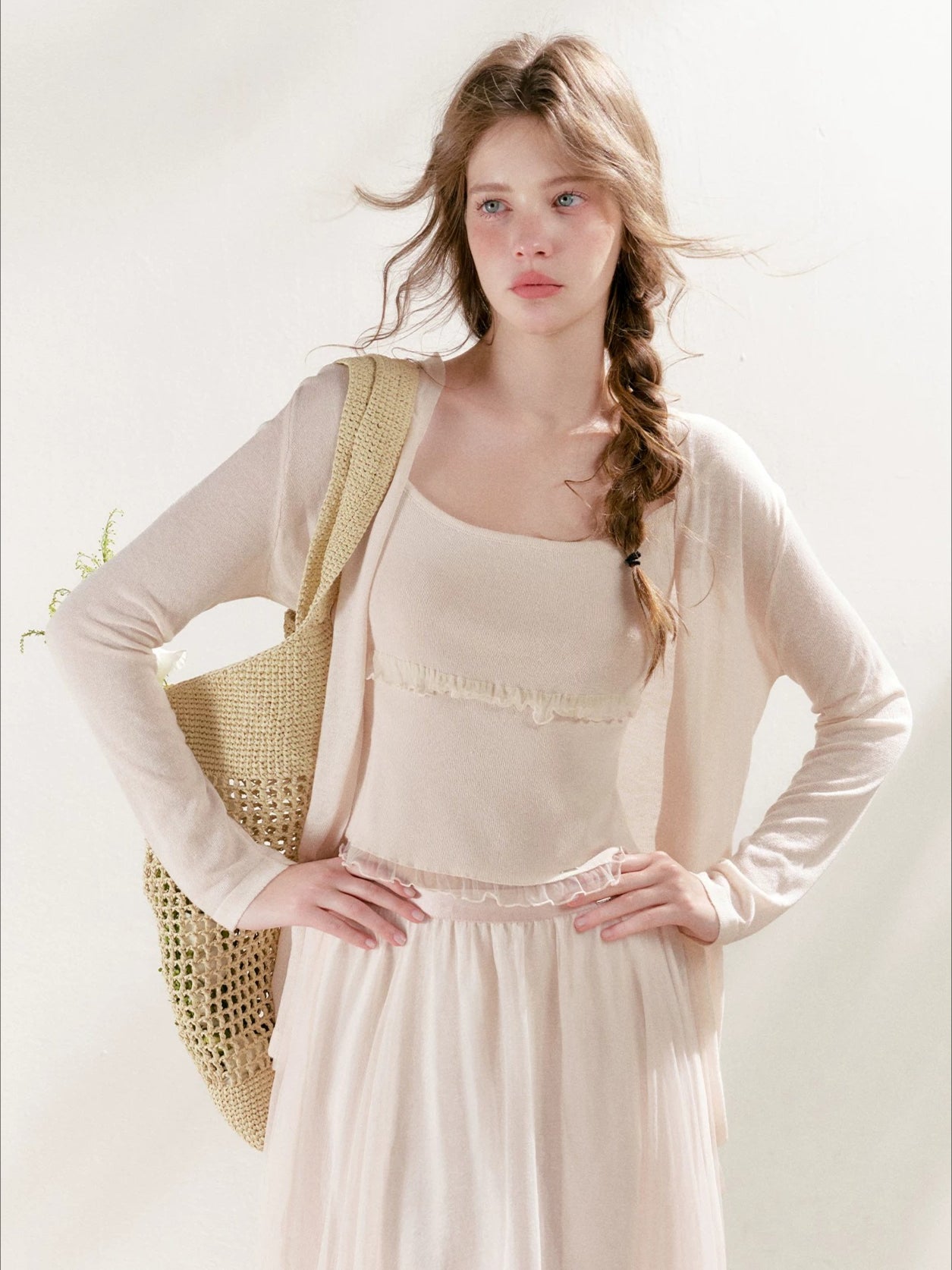 Lace Knit Cardigan Set