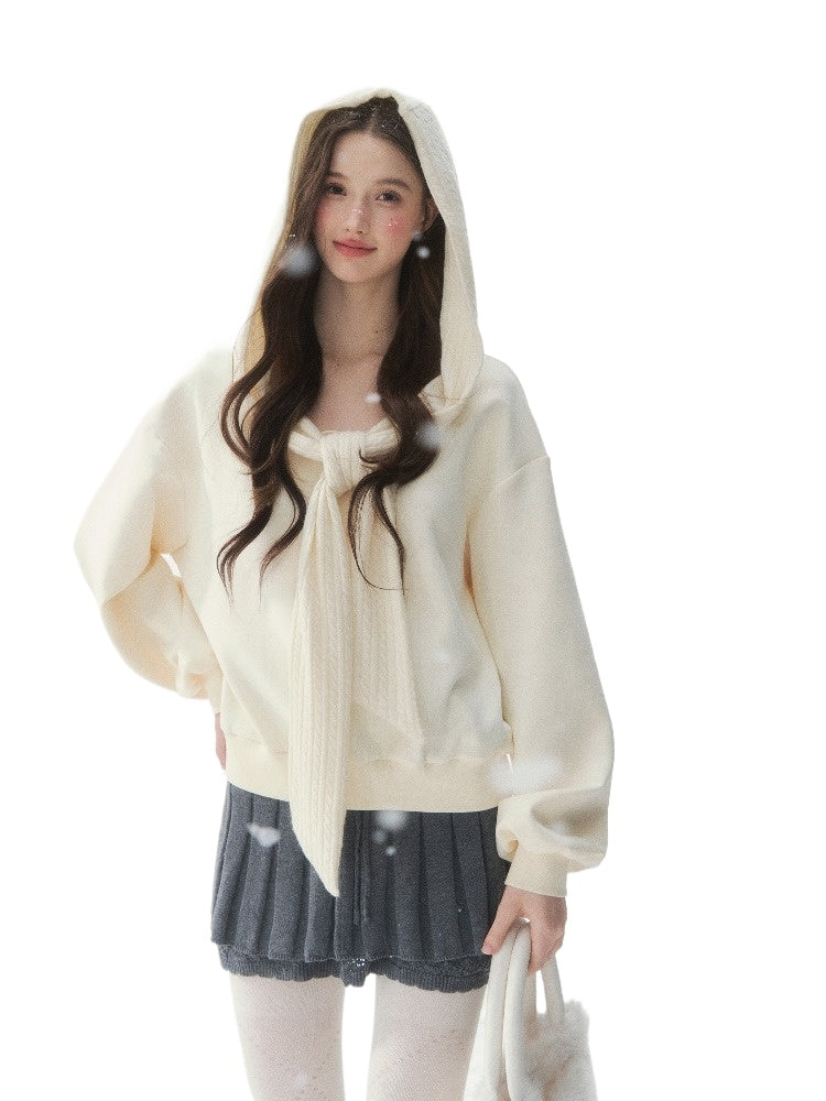 Bow Collar Hooded Sweatshirt