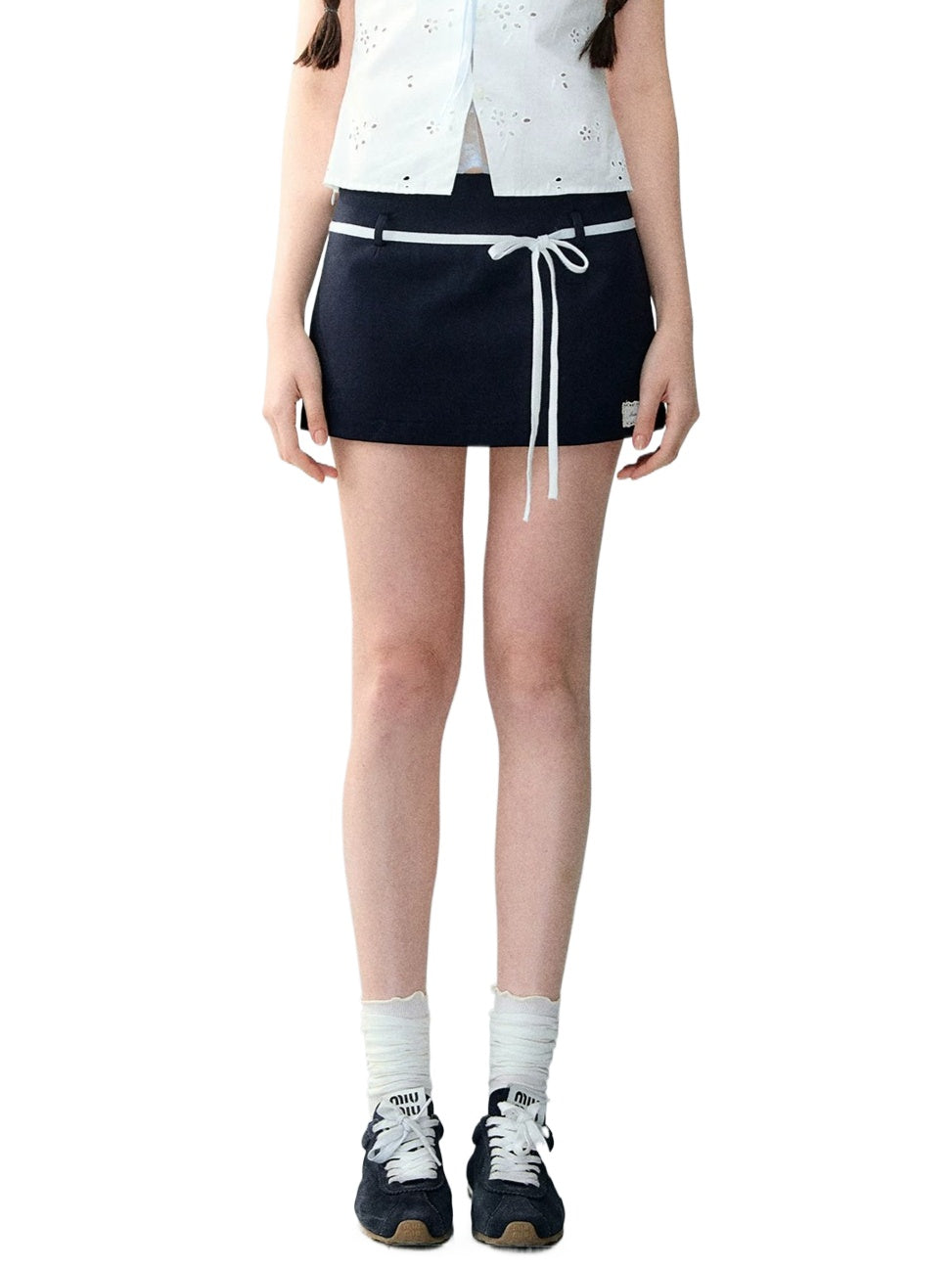 Contrast Drawstring Skort