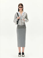 Double Veil Knit Midi Skirt