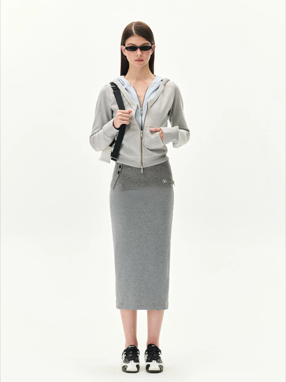Double Veil Knit Midi Skirt