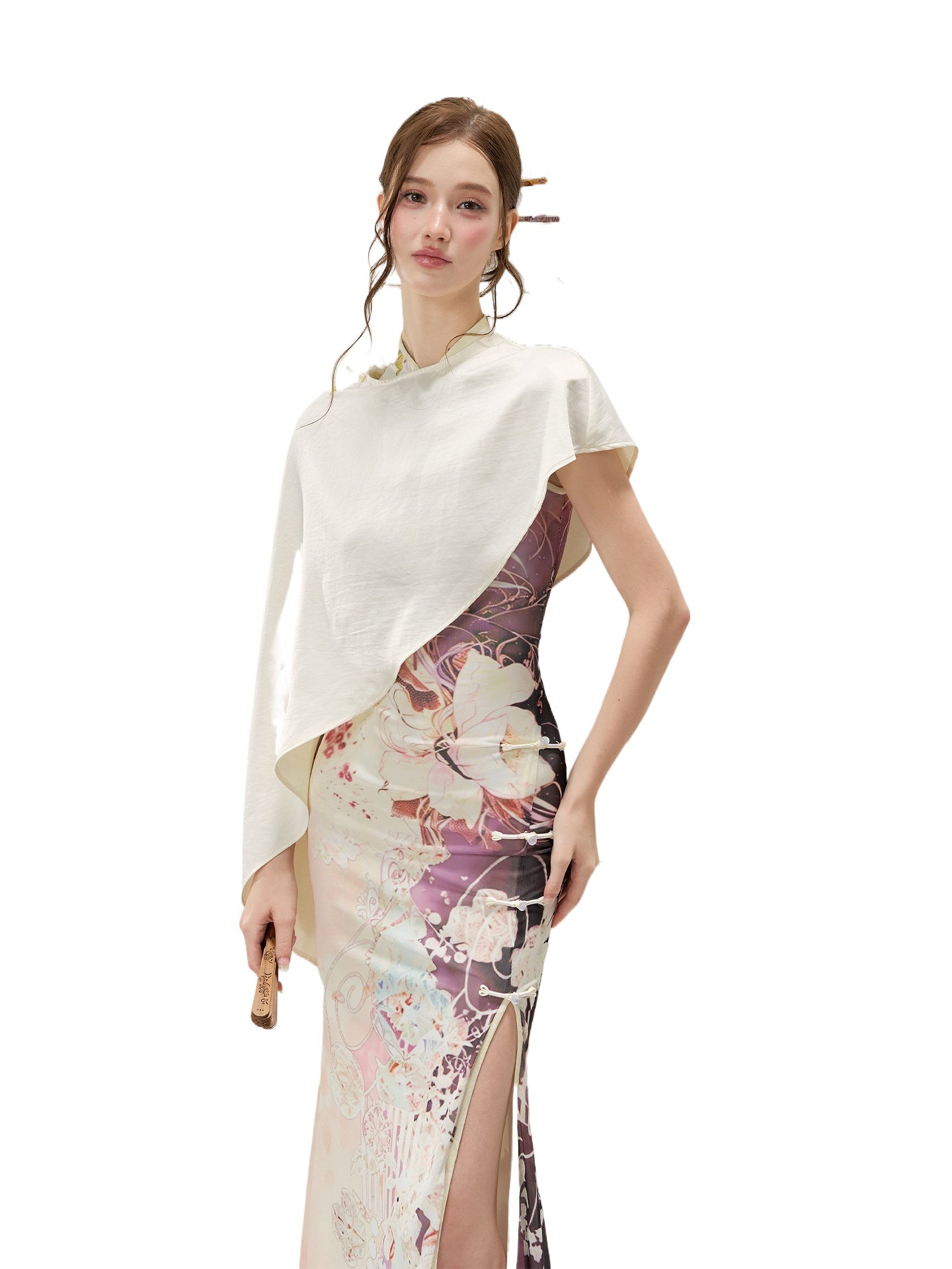 Ink Blossom Qipao Set