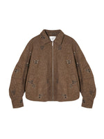 Beaded Plaid Wool Jacket