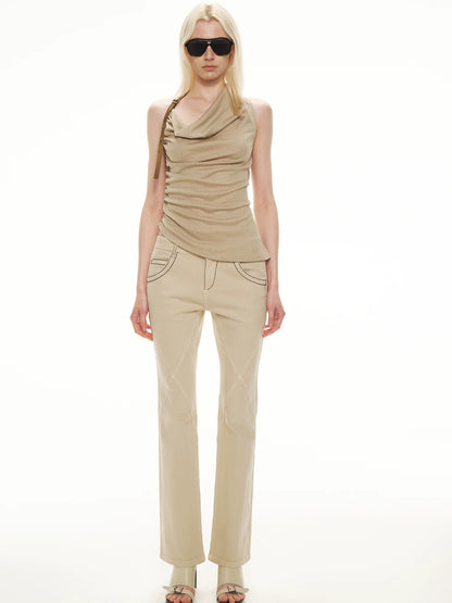 Draped Halter Satin Top