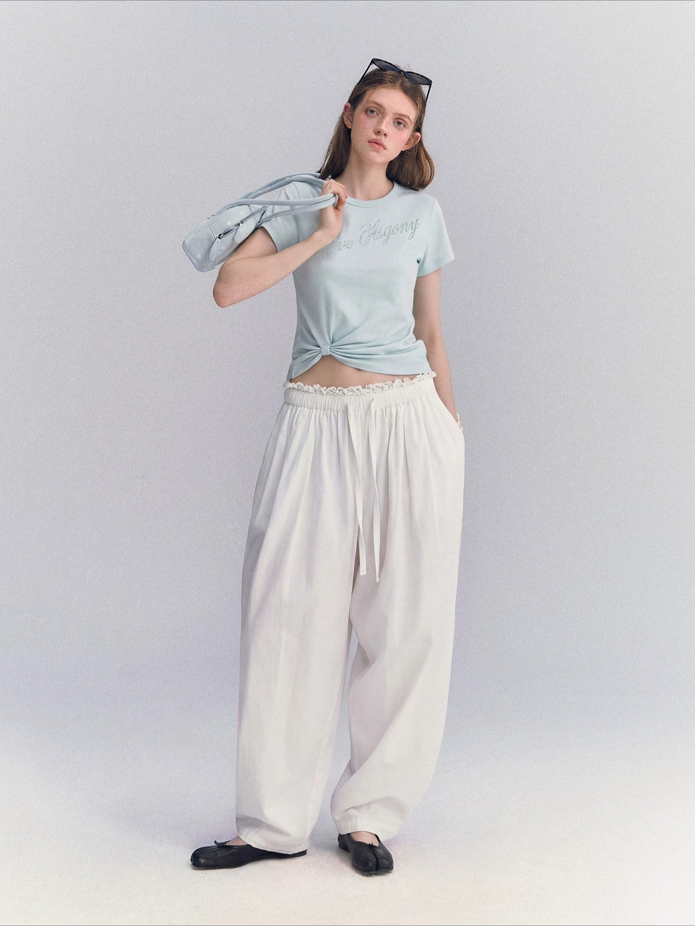 Twist Hem Rhinestone Tee