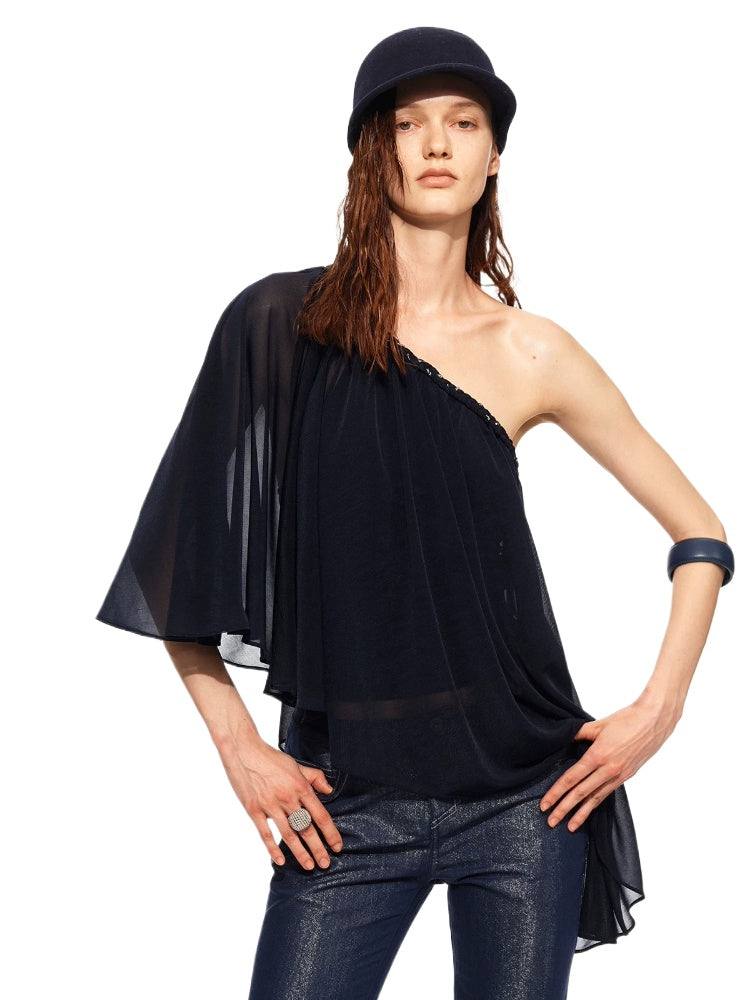 Chain One-Shoulder Cape