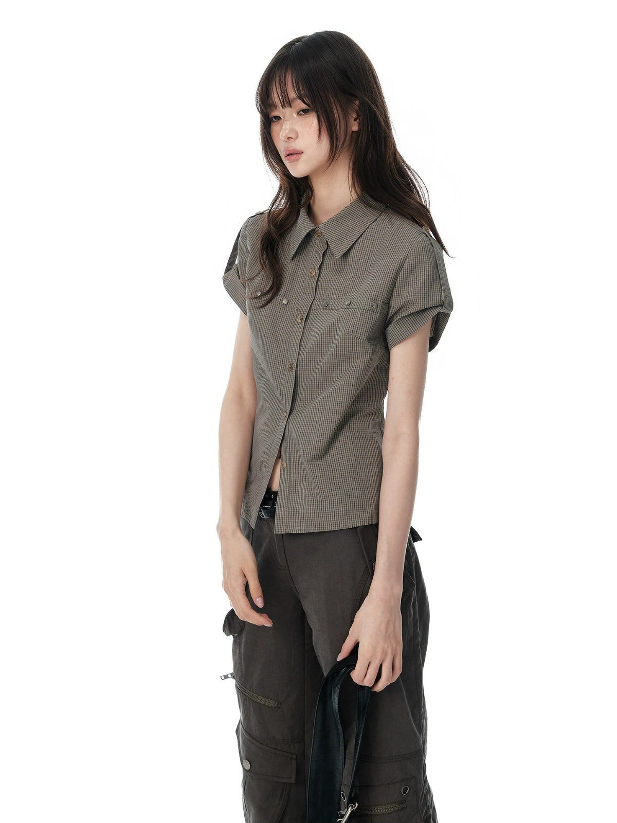Vintage Rivet Plaid Fitted Shirt