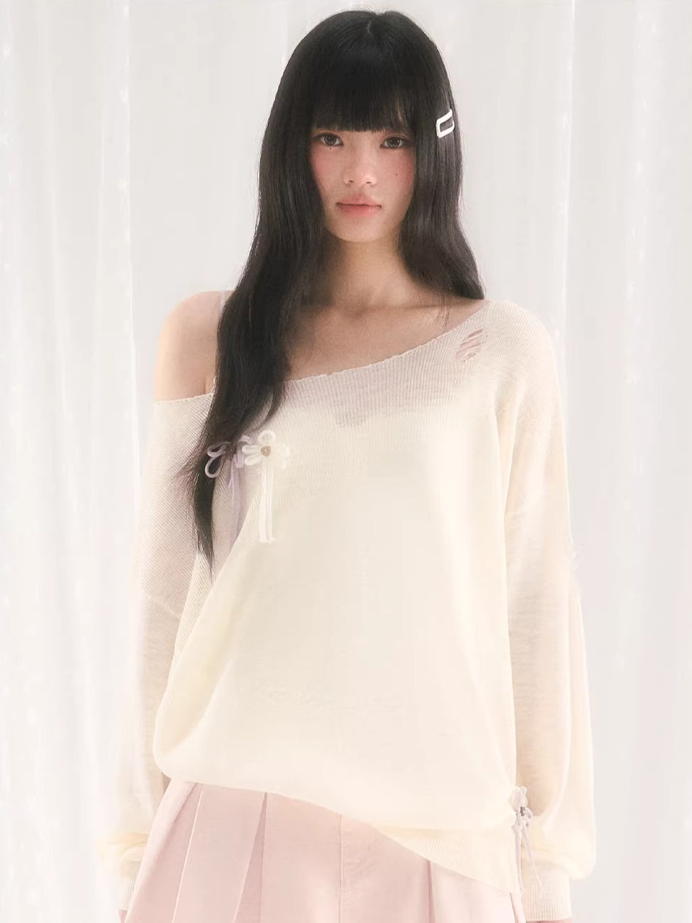 Apricot Asymmetric Floral Tee