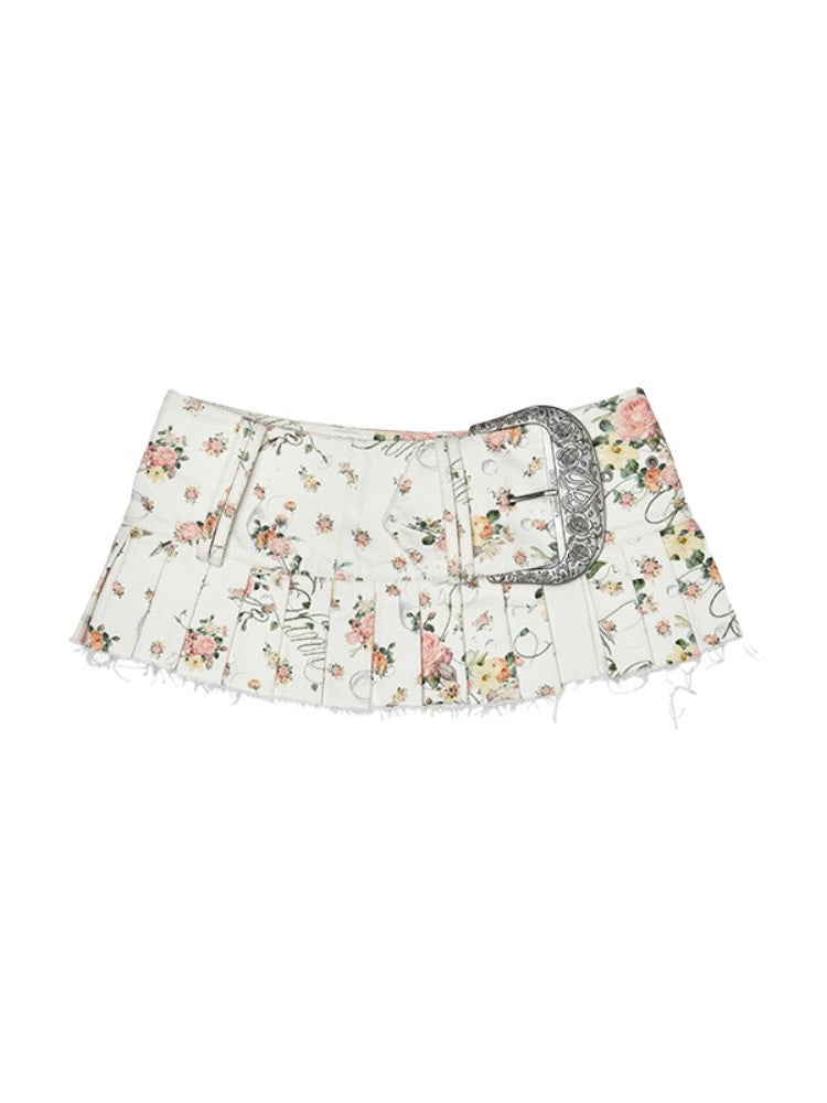 Floral Canvas Waistband Pleated Cummerbund
