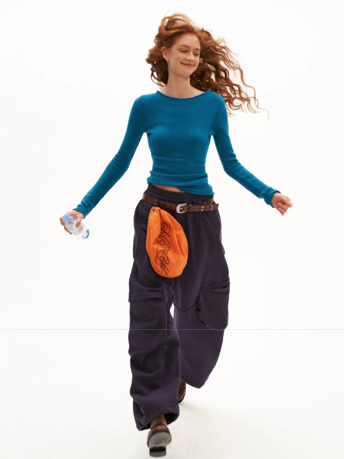 Washed Cotton Wide Leg Sweatpants