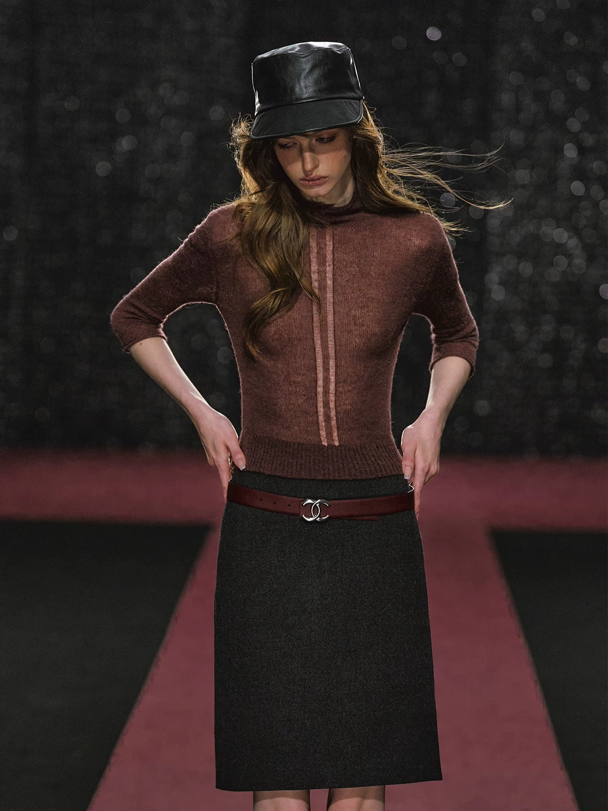 Wool Slit Midi Skirt