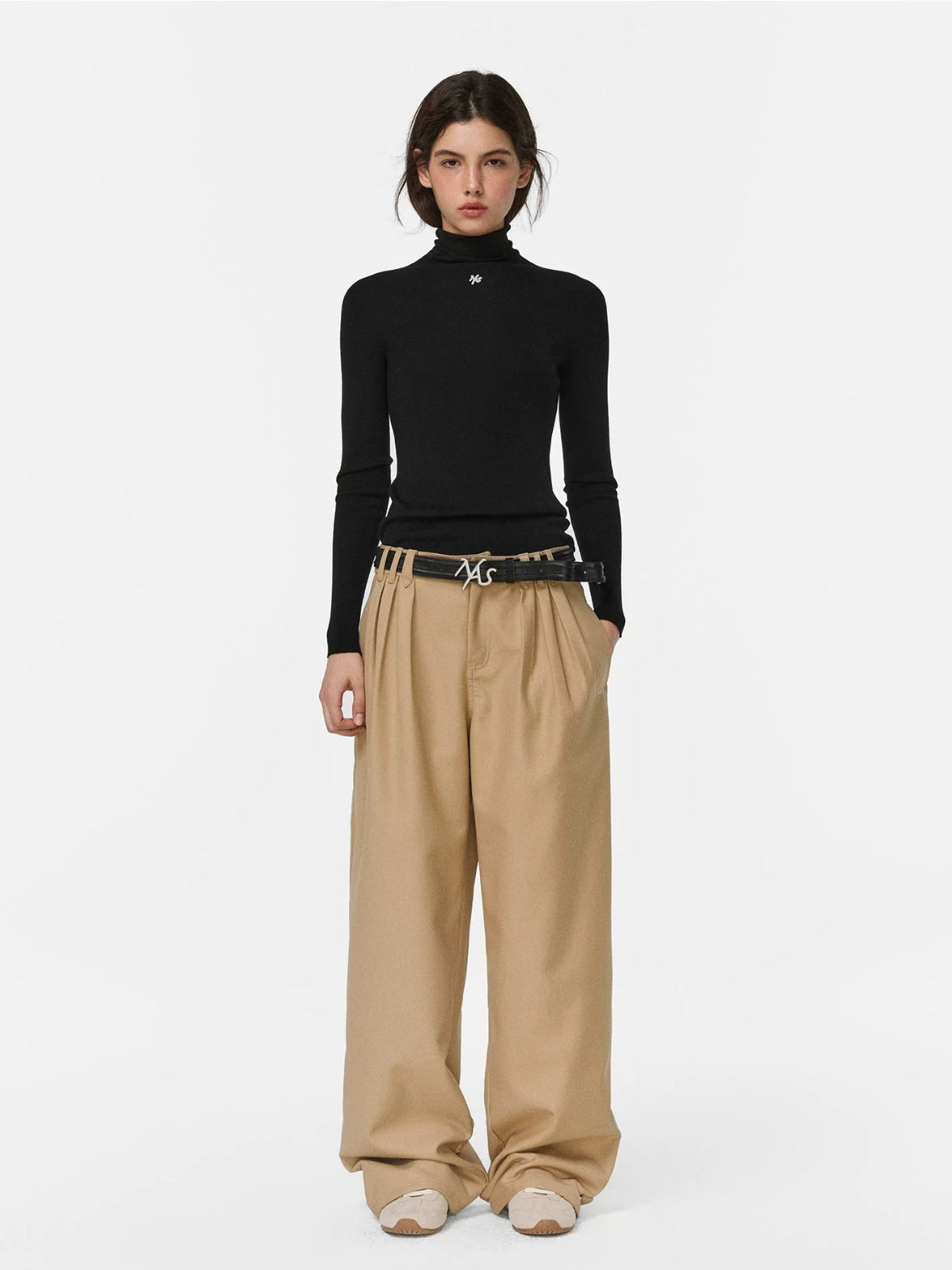 Cloud Fir Wool Turtleneck Knit Top