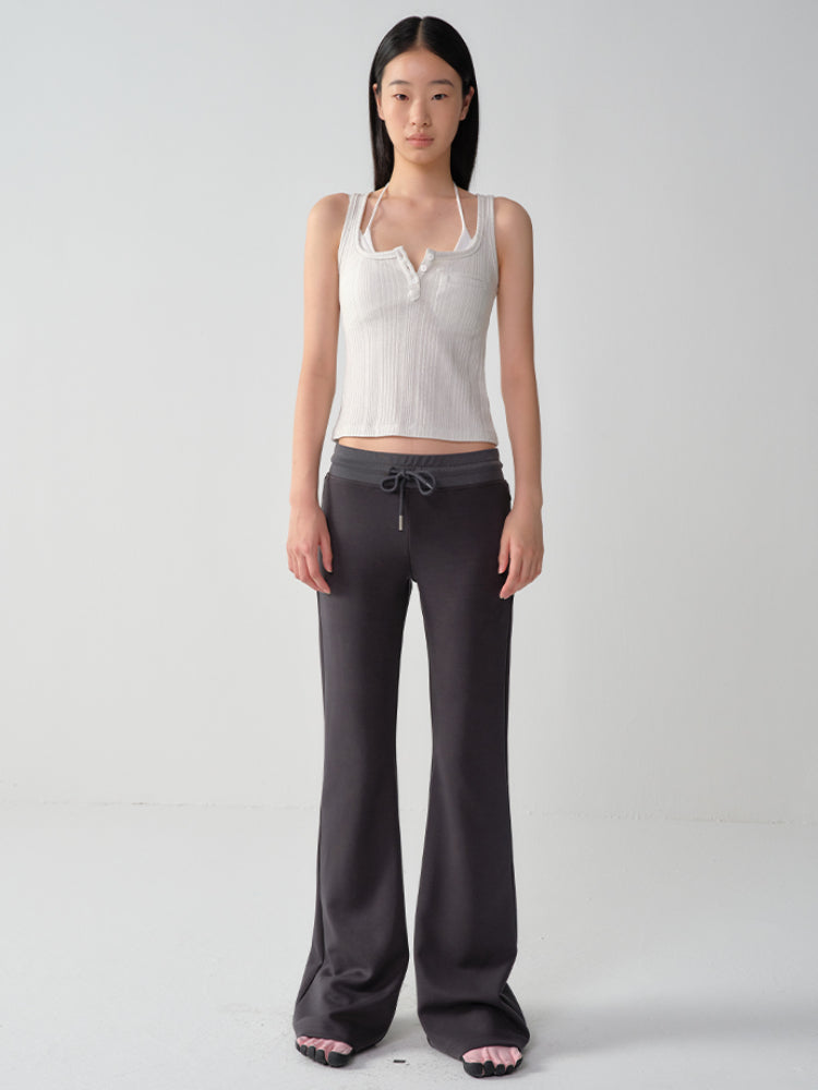 Cooling Modal Low-Waist Flared Wide-Leg Pants