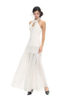 Polka Dot Print Cutout Halter Dress
