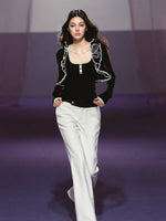 Rose Trim Cardigan Set