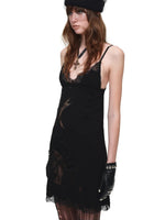 Black Lace Patch Knit Dress