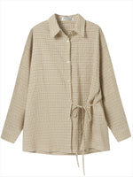 Khaki & Black Retro Check Shirt & Skirt Set