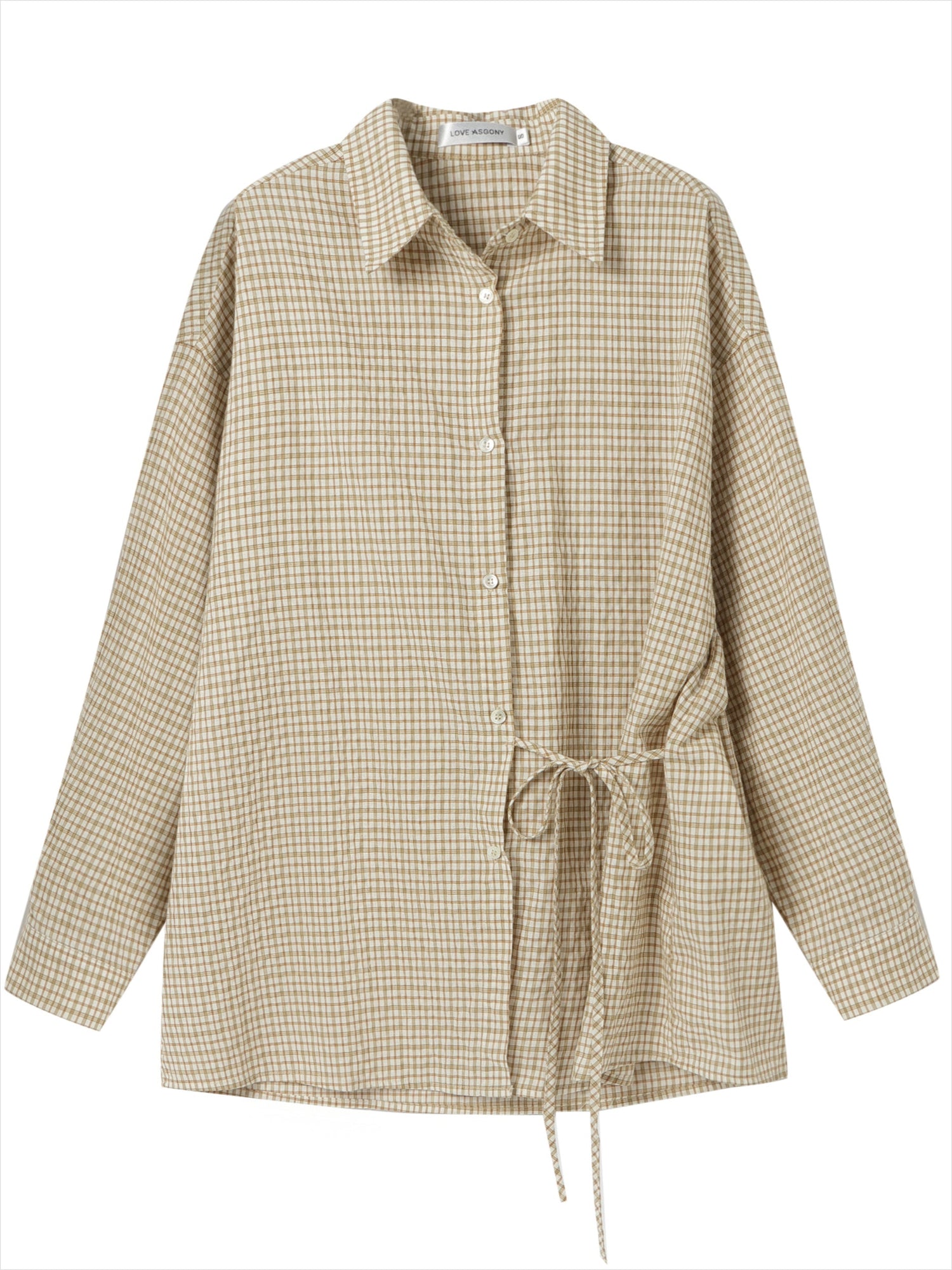 Khaki &amp; Black Retro Check Shirt &amp; Skirt Set