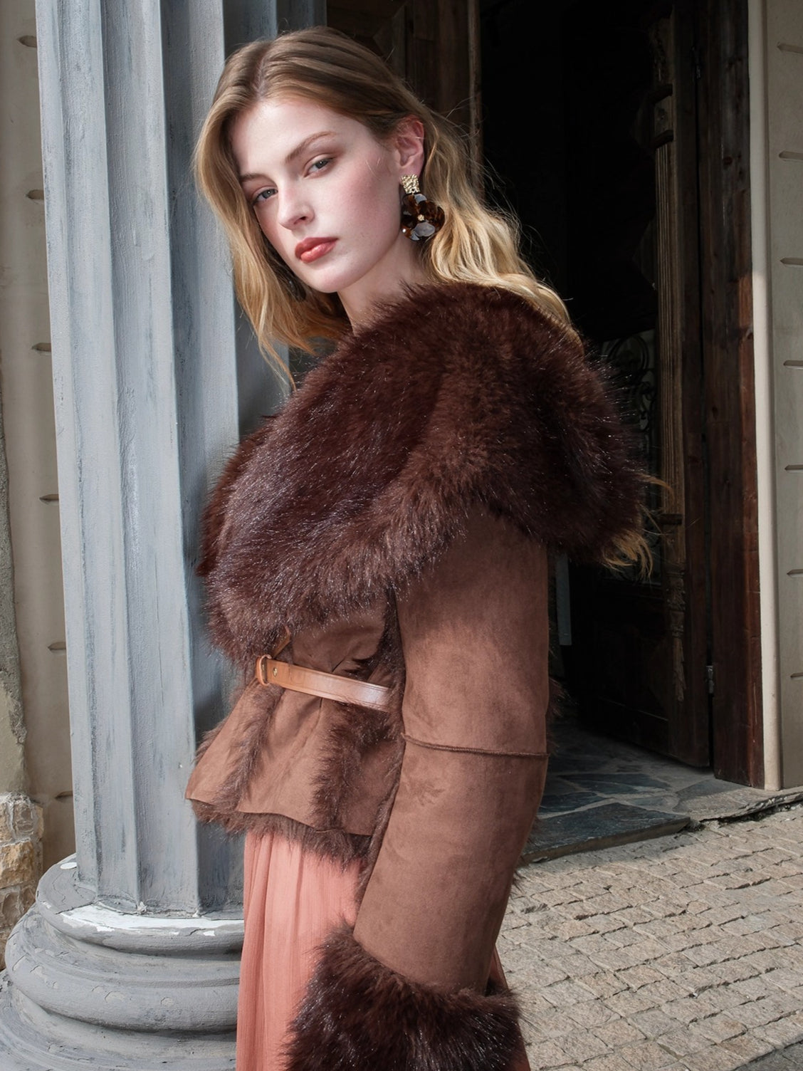 Mishka Faux Shearling Suede Cropped Jacket