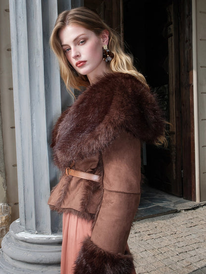 Mishka Faux Shearling Suede Cropped Jacket