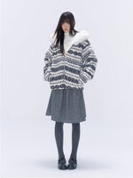 Wool Blend Pleated A-Line Skirt