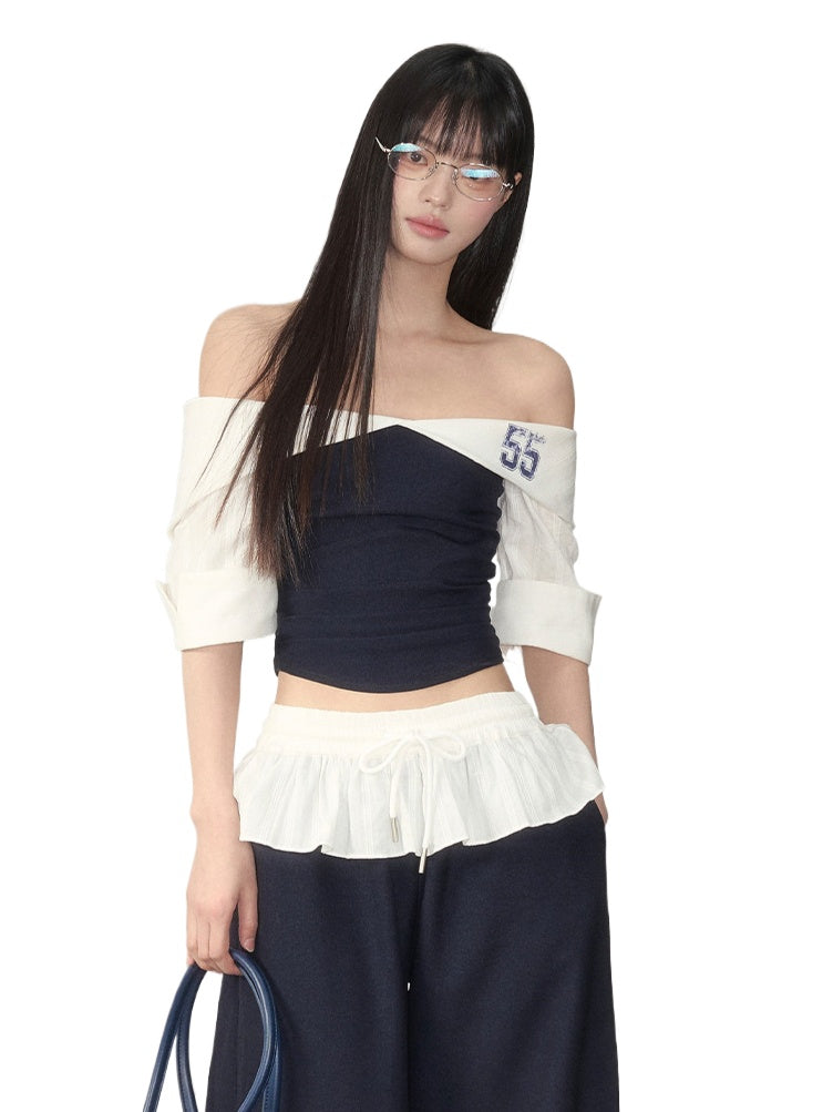 Off-Shoulder Active Blouse &amp; Pants Set