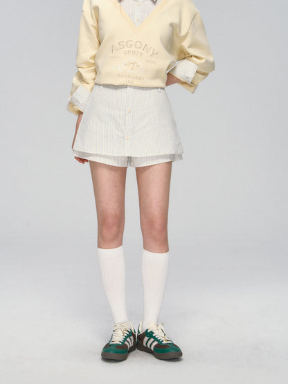 Yellow &amp; Navy Collegiate Butterfly Sweatshirt &amp; Skirt Set