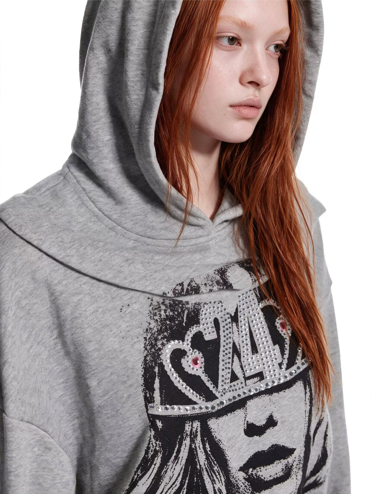 Rhinestone Print Hoodie
