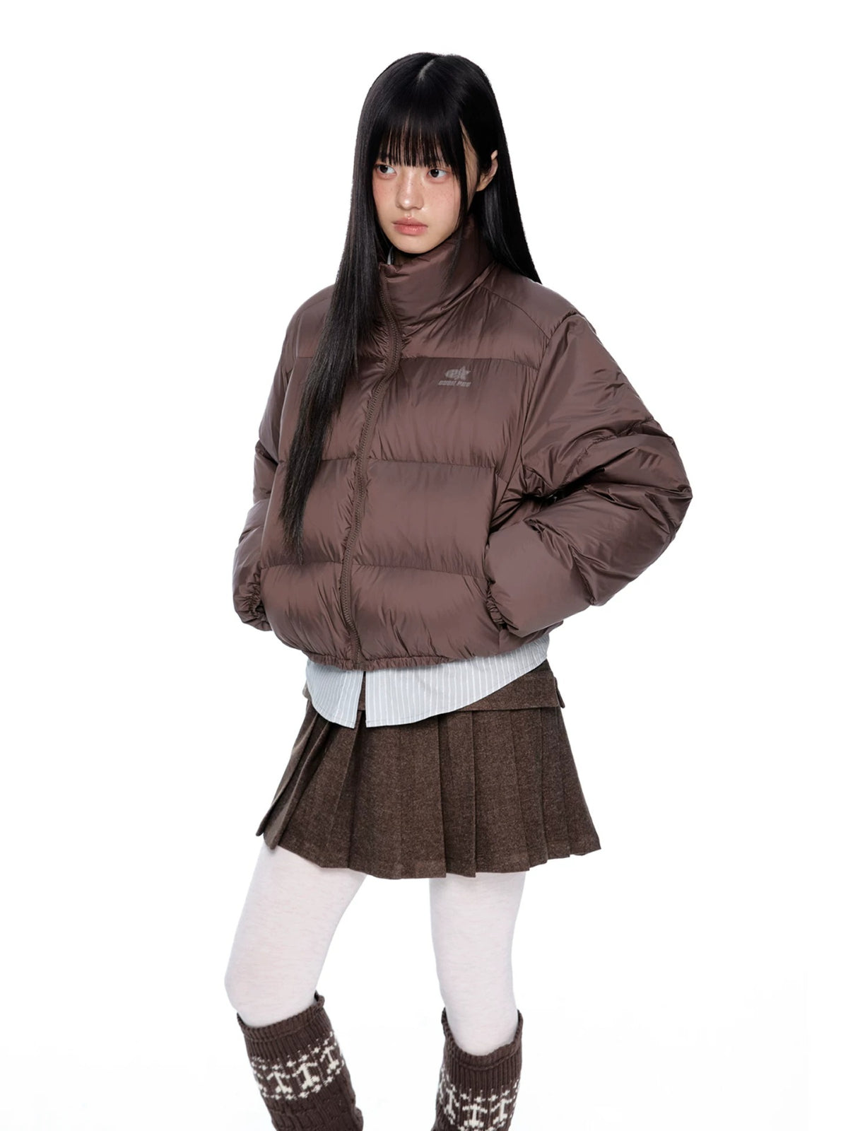 Maillard Cropped Down Puffer Jacket