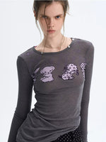 Puppy Print Layered Knit Top