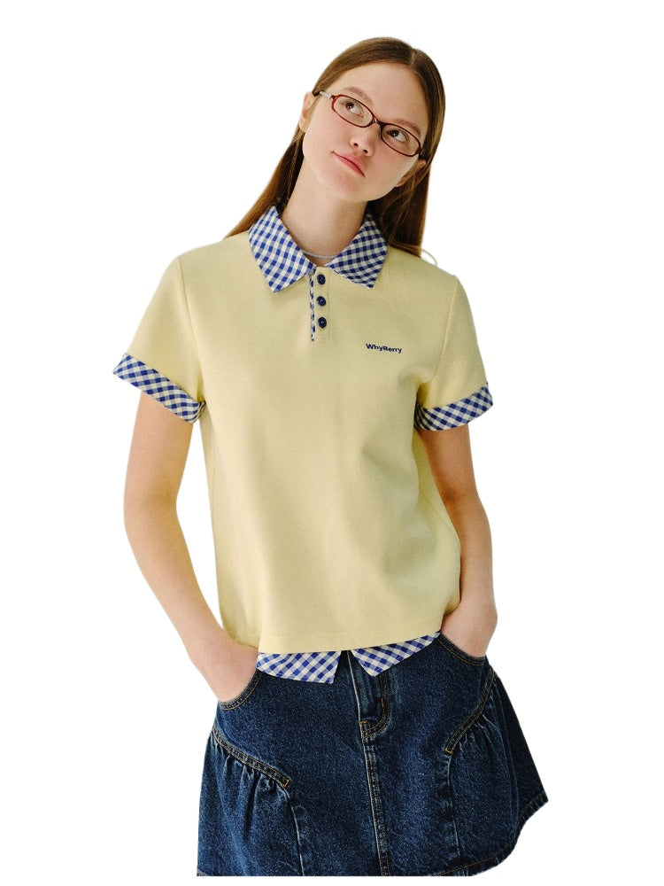 Yellow &amp; White Striped Faux-Layer Polo Shirt
