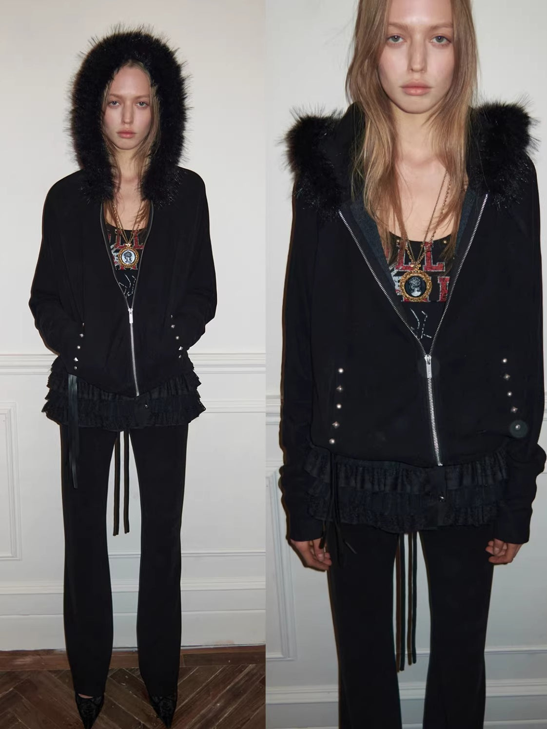 Studded Batwing Hoodie Set