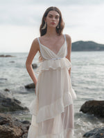 Ruffled Spaghetti Strap Backless Dress