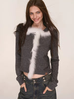Fox Fur Trim Wool Cardigan