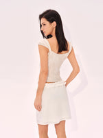 Linen Ruffle Tube Skirt