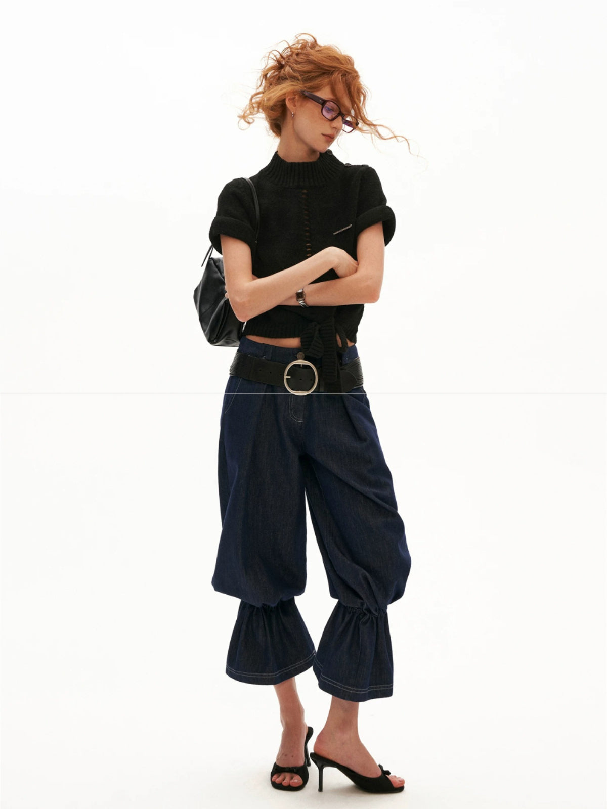 Wool Blend Tie Detail Knit Top