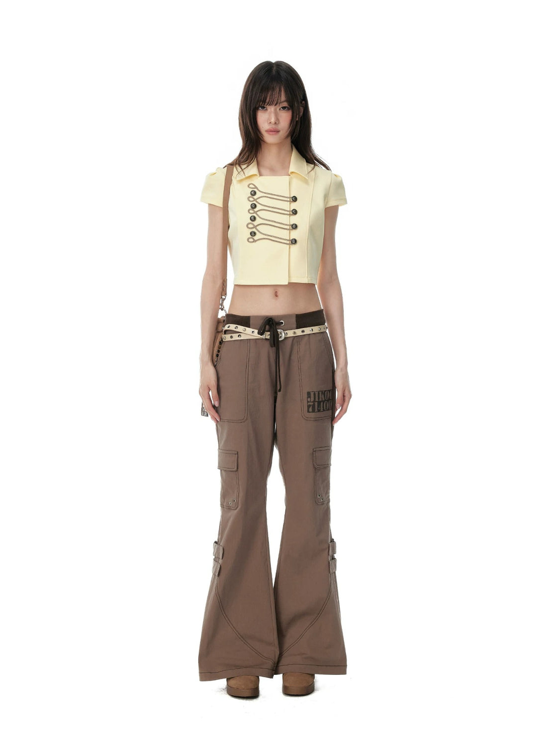 Double Breasted Cropped Polo Shirt