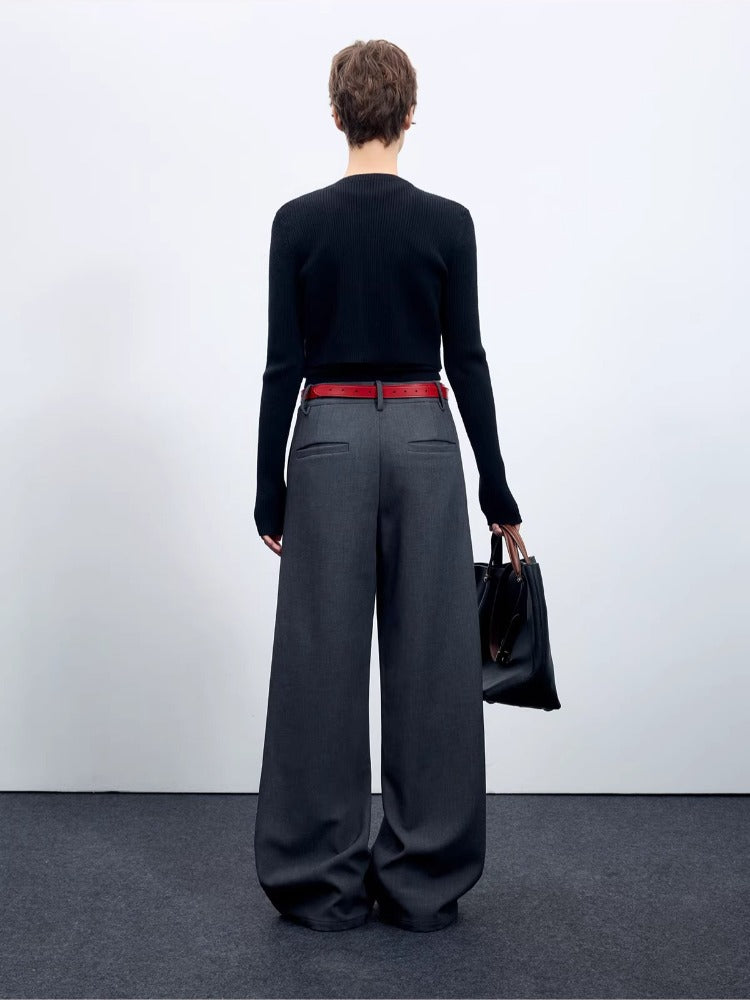 Wool Blend Curve Trousers